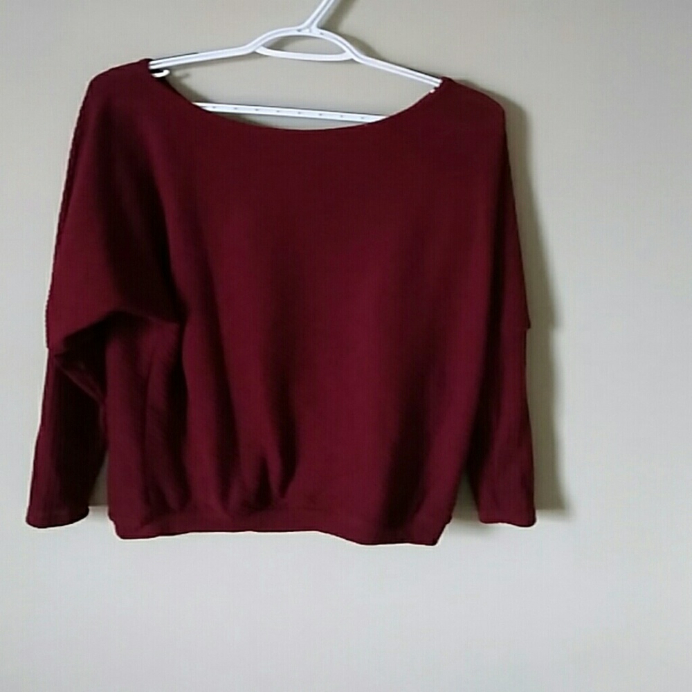 Red off-the-shoulder sweater